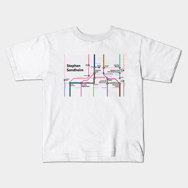 Stephen Sondheim Metro Subway Line - Horizontal Kids T-Shirt by RetroFitted